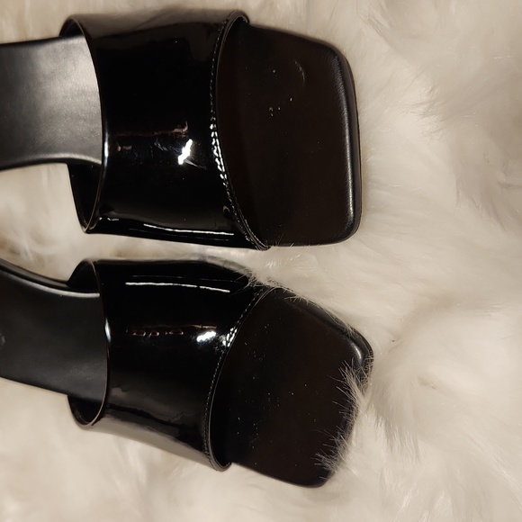 Black Patent Leather Kitten Heel Mules - Picture 4 of 6